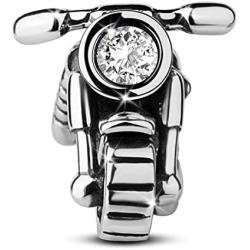TINYSAND Valentines Day Gift 925 Sterling Silver ''Fast & Furious'' Retro Hand-crafted Motorcycle Charm Bead, Autobike Biker Sport Charms for Bracelets