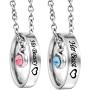 MJartoria Matching Necklaces for Couples, His and Hers Engraved Rhinestone Ring Pendant Set Gifts for Boyfriend Girlfriend
