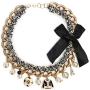 Fashion jewelry imitation pearl and black bowknot celebrity bridal chocker necklace