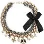 Fashion jewelry imitation pearl and black bowknot celebrity bridal chocker necklace Fashion jewelry imitation pearl and black bowknot celebrity bridal chocker necklace