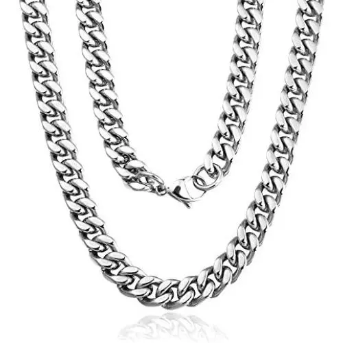 QGoliver Mens Cuban Link Chain Miami Curb Chain Stainless Steel Necklaces Hip Hop Jewelry for Men Women - Gold Silver, 8.5mm, 20''-24'' QGoliver Mens Cuban Link Chain Miami Curb Chain Stainless Steel Necklaces Hip Hop Jewelry for Men Women - Gold Silver, 8.5mm, 20''-24''