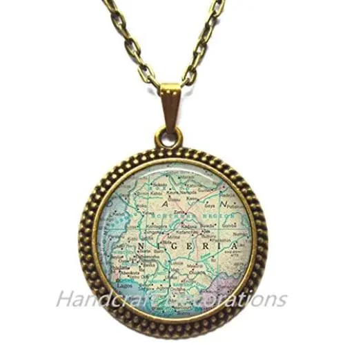HandcraftDecorations Charming Necklace Nigeria map Pendant, Nigeria map Necklace Adoption Pendant Nigeria Pendant, Nigeria Necklace Vintage map Jewelry,A0072 HandcraftDecorations Charming Necklace Nigeria map Pendant, Nigeria map Necklace Adoption Pendant Nigeria Pendant, Nigeria Necklace Vintage map Jewelry,A0072