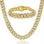 LUOWAN Cuban Link Chain for Men Iced Out Chains Gold Plated Diamond Chain Cuban Necklace Bracelet Set LUOWAN Cuban Link Chain for Men Iced Out Chains Gold Plated Diamond Chain Cuban Necklace Bracelet Set