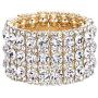 EVER FAITH Womens Round Shaped Austrian Crystal Wedding 3 Layers Luxury Elastic Stretch Bracelet