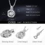 T400 925 Sterling Silver Pendant Necklace with Dancing Diamond Stone Cubic Zirconia Gift for Women
