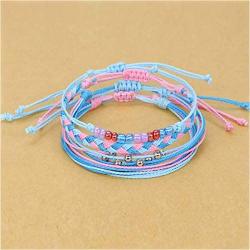 redrain 4Pcs Friendship Bracelets Colorful Handmade Adjustable Braided Color Bead Thread Bracelet Best Friend Bracelet Gift for Women Girls Men Woven Pack and Wrist Ankle Assorted Styles Unisex Gifts