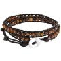 Bling Jewelry Brown Tiger Eye Genuine Black Brown Leather Strand Double Wrap Bracelet for Women for Men