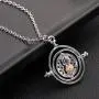 TseanYi Vintage Time Necklace Choker Silver Round Circle Pendant Necklaces Sand Clock Necklace Chain Time Turner Jewelry for Women and Girls (Silver)