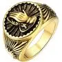 FaithHeart Egypt Eye of Horus Symbol Ring Punk Retro Biker Rings, Gold Plated/Stainless Steel Prayer Hands Ring for Men Size 7,8,9,10,11,12 Customize Available (Send Gift Box), Protection Signet Rings