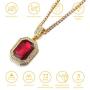 Halukakah Gold Chain for Men Iced Out,18k Real Gold Plated Ruby Pendant Necklace,Full Cz Lab Diamonds Prong Set,with Rope Chain 24''/Tennis Chain 20'',Free Giftbox