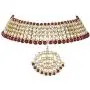 Aheli Faux Kundan Pearl Necklace with Earring Maang Tikka Indian Traditional Bollywood Fashion Jewelry Set for Women