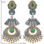 Aheli Antique Style Boho Indian Oxidized Dangle Earrings Faux Stone Studded Ethnic Wedding Fashion Jewelry for Women