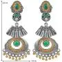 Aheli Antique Style Boho Indian Oxidized Dangle Earrings Faux Stone Studded Ethnic Wedding Fashion Jewelry for Women