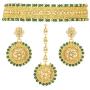 Aheli Indian Wedding Wear Polki Stone Beaded Choker Necklace with Maang Tikka Set Ethnic Fashion Jewelry for Women