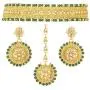 Aheli Indian Wedding Wear Polki Stone Beaded Choker Necklace with Maang Tikka Set Ethnic Fashion Jewelry for Women
