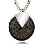 I Love You Necklace 24k Gold Inscribed in 120 Languages Including Braille and Sign Language in Miniature Text onto a Spinning Round Black Onyx Gemstone Pendant, 18'' Rolo Chain