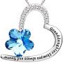ALOV Jewelry Sterling Silver''Granddaughter I love you always and forever'' Love Heart Crystal Cubic Zirconia Pendant Necklace