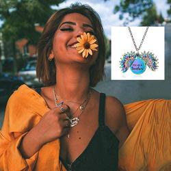 ABTFYFOCUSIN Sunflower Necklace for Women Girls You are My Sunshine Necklace Sunflower Locket Jewelry Pendant Chain Gifts (Colorful)