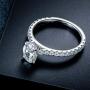 Petite Micropavé 1.5 Carat Oval Cut Cubic Zirconia CZ Solitaire Rhodium Plated Sterling Silver Engagement Rings |Ideal Cut, D-E Color, FL Clarity