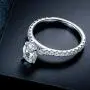 Petite Micropavé 1.5 Carat Oval Cut Cubic Zirconia CZ Solitaire Rhodium Plated Sterling Silver Engagement Rings |Ideal Cut, D-E Color, FL Clarity