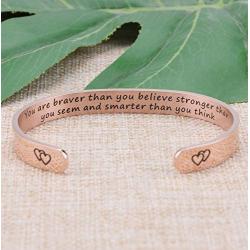 Inspirational Bracelets for Girls Rose Gold Cuff Jewelry Stainless Steel Gift for Women Friends
