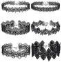 Mudder Choker Necklace Black Choker Lace Choker Gothic Necklace for Women Girls, Black, 6 Pieces Mudder Choker Necklace Black Choker Lace Choker Gothic Necklace for Women Girls, Black, 6 Pieces