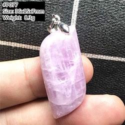 DUOVEKT Kunzite Pendant,Natural Purple Kunzite Stone Jewelry for Women Man Silver Crystal Cat Eye 36x15x7mm Beads Gemstone AAAAA