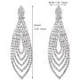 CHRAN Silver Plated Crystal Rhinestone Wedding Long Chandelier Dangle Earrings for Women CHRAN Silver Plated Crystal Rhinestone Wedding Long Chandelier Dangle Earrings for Women