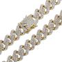 JINAO Hip Hop 14mm 6 Times Heavy 14K Gold Plated Miami Cuban Link Chain Choker for Men Full Iced out Prong Setting Bling CZ Rapper Necklace