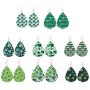 8 Pairs St. Patricks Day Faux Leather Dangle Earrings Set Green Clover Teardrop Dangle Earrings Lightweight Saint Patricks Day Festival Decor Earring Jewelry Gift for Women Girls