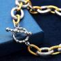 Dabacin Cable Link Bracelets, Stainless Steel Chain Link Bracelets in Two Tone with Gold and Silver for Women, Girl Jewelry