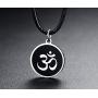 Mens Buddha Namaste Ohm Om Aum Sanskrit Symbol Medallion Pendant Necklace,Hindu Amulet Yoga Jewelry