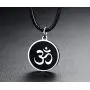 Mens Buddha Namaste Ohm Om Aum Sanskrit Symbol Medallion Pendant Necklace,Hindu Amulet Yoga Jewelry