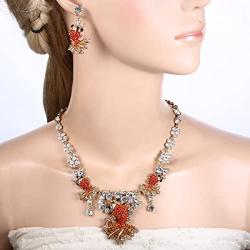 EVER FAITH Lovely Carp Wave Austrian Crystal Necklace Earrings Set