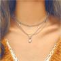 Cathercing Multilayer Lucky Star White Translucent Gemstone Choker Necklace for Women and Girls Vintage Fashion Simple Charm Unique Handmade Jewelry Accessories