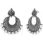 Bodha 925 Antique Silver Traditional Indian Chandbali Earring (SJ_711)