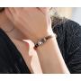 Allure Leather buckle titanium steel plated 18k rose gold bracelet female spring opening couple gift hand ornament