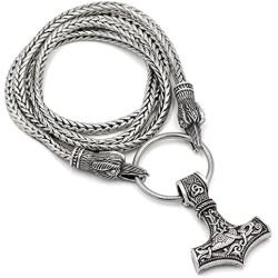 GuoShuang Viking Metal Cord Ravens of Odin with Thors Mjolnir Wolf Scandinavian Huginn and Muninn