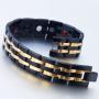 COOLSTEELANDBEYOND Exquisite Stainless Steel Mens Magnetic Bracelet Gold Black with Magnets and Free Link Removal Tool