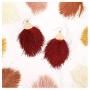 Bohemian Silky Thread Tassel Statement Drop Earrings, Strand Fringe Lightweight Feather Shape Dangles, Chandelier Duster, Stuck Womens Earrings