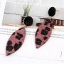 Leopard Leaf Dangle Earrings Boho Cheetah Animal Print Leather Teardrop Earrings for Women Girls Trendy Statement Jewelry