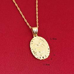 24K Gold Islamic Arabic Script Allah Oval Pendant Necklace