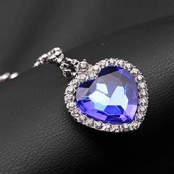 JoJo & Lin Titanic Ocean Heart Pendant Necklaces For Women Blue Crystal Rhinestone Silver Plated Necklace Jewelry