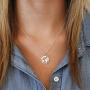 Sterling Silver Dainty Necklace, World Map Bee Sunflower Vine Bar Necklace for Layering