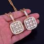 Moca Jewelry Iced Out Jiugongge Retro Square Pendant Necklace 18K Gold Plated Bling CZ Simulated Diamond Hip Hop Rapper Chain Necklace for Men Women