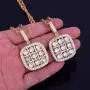 Moca Jewelry Iced Out Jiugongge Retro Square Pendant Necklace 18K Gold Plated Bling CZ Simulated Diamond Hip Hop Rapper Chain Necklace for Men Women