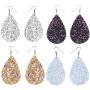 KaFu 4 Pairs Faux Leather Bohemia Earrings for Women Declaration Handmade Lightweight Petal Teardrop Dangle Leather Earring set,suitable for ladies and girls