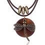 COOSTUFF ANNA Brown Wooden Choker Chunky Pendant Necklaces for Women