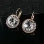 Round Swarovski Crystal Halo Drop Leverback Earrings for Women 14K Gold Plated Hypoallergenic Earrings Round Swarovski Crystal Halo Drop Leverback Earrings for Women 14K Gold Plated Hypoallergenic Earrings