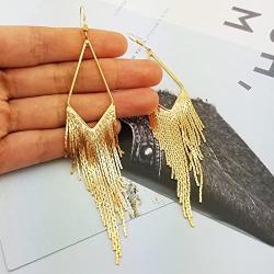 SELOVO Fish Hook Fishhoop Dangling Chain Tassel Dangle Earrings
